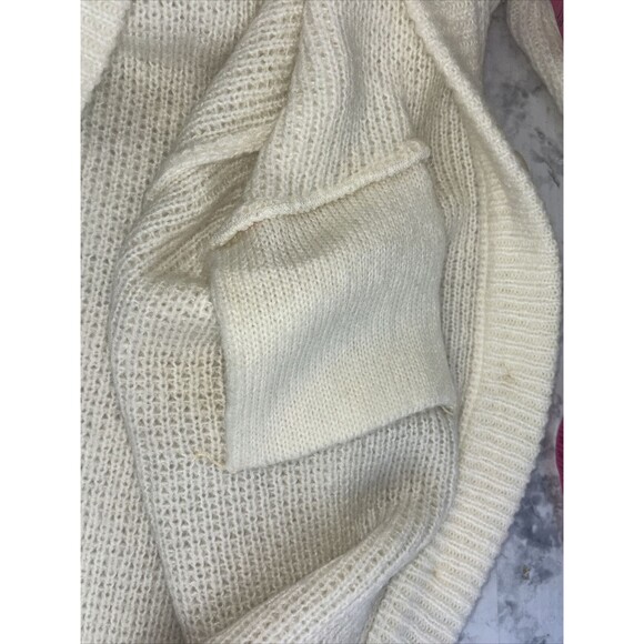 VTG Vintage Monte por le Chois Cream Leaf Applique Long Sweater Duster Size M - Picture 14 of 16